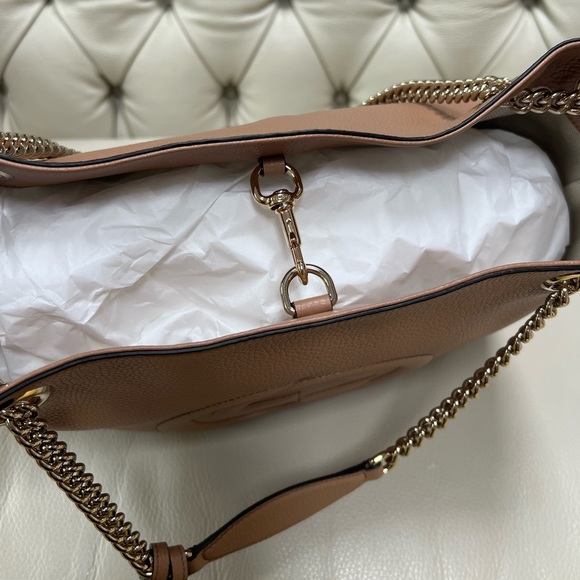 Brand new Gucci Soho Leather Beige Chain Shoulder Bag - Picture 9 of 11